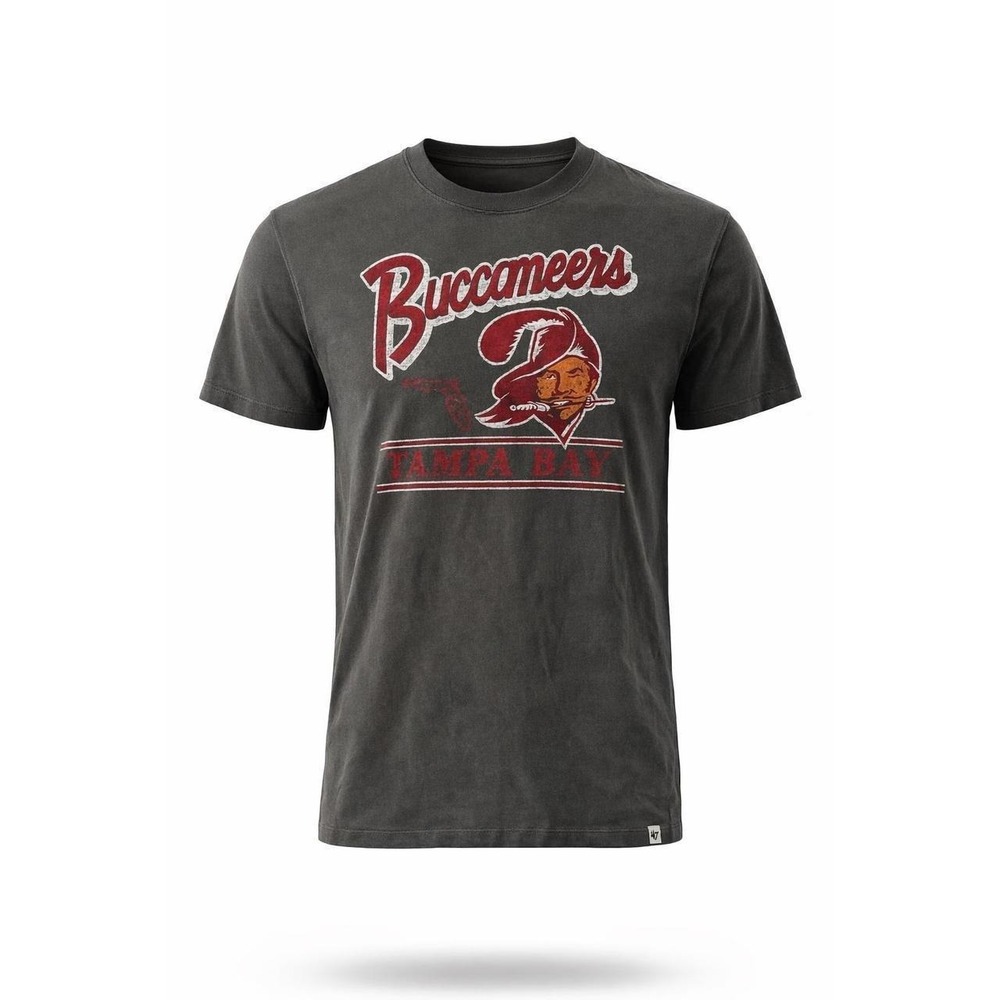 47 NFL Tampa Bay Buccaneers Womens Gray T Shirt Large Distressed Graphic Tee
